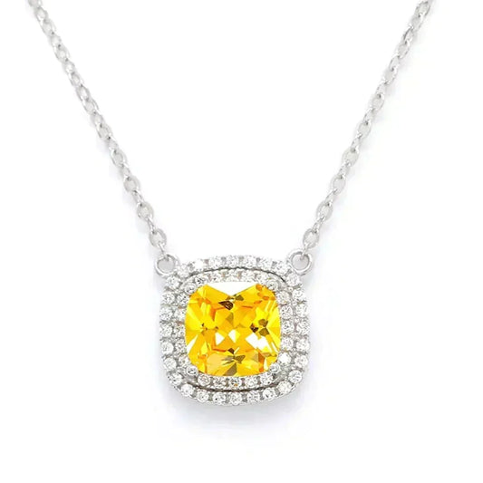 [Resenly Jewelry]SPARKLERS CITRINE GEMSTONE PENDANT NECKLACE STERLING SILVER