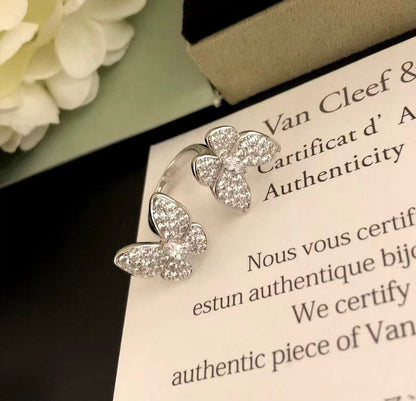 [Resenly Jewelry]TWIN SILVER BUTTERFLY DIAMOND RING