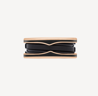 [Resenly Jewelry]ZERO 1 TWO-BAND WITH MATTE BLACK CERAMIC PINK GOLD RING