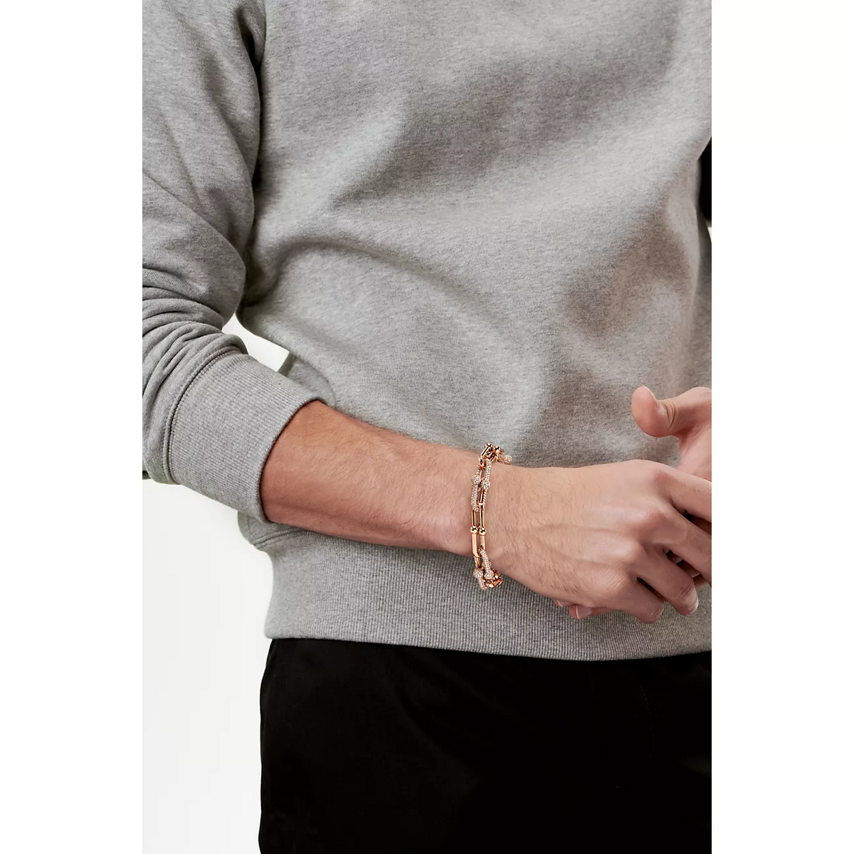 [Resenly Jewelry]HARDWEAR LARGE LINK PINK GOLD PAVED DIAMOND BRACELET