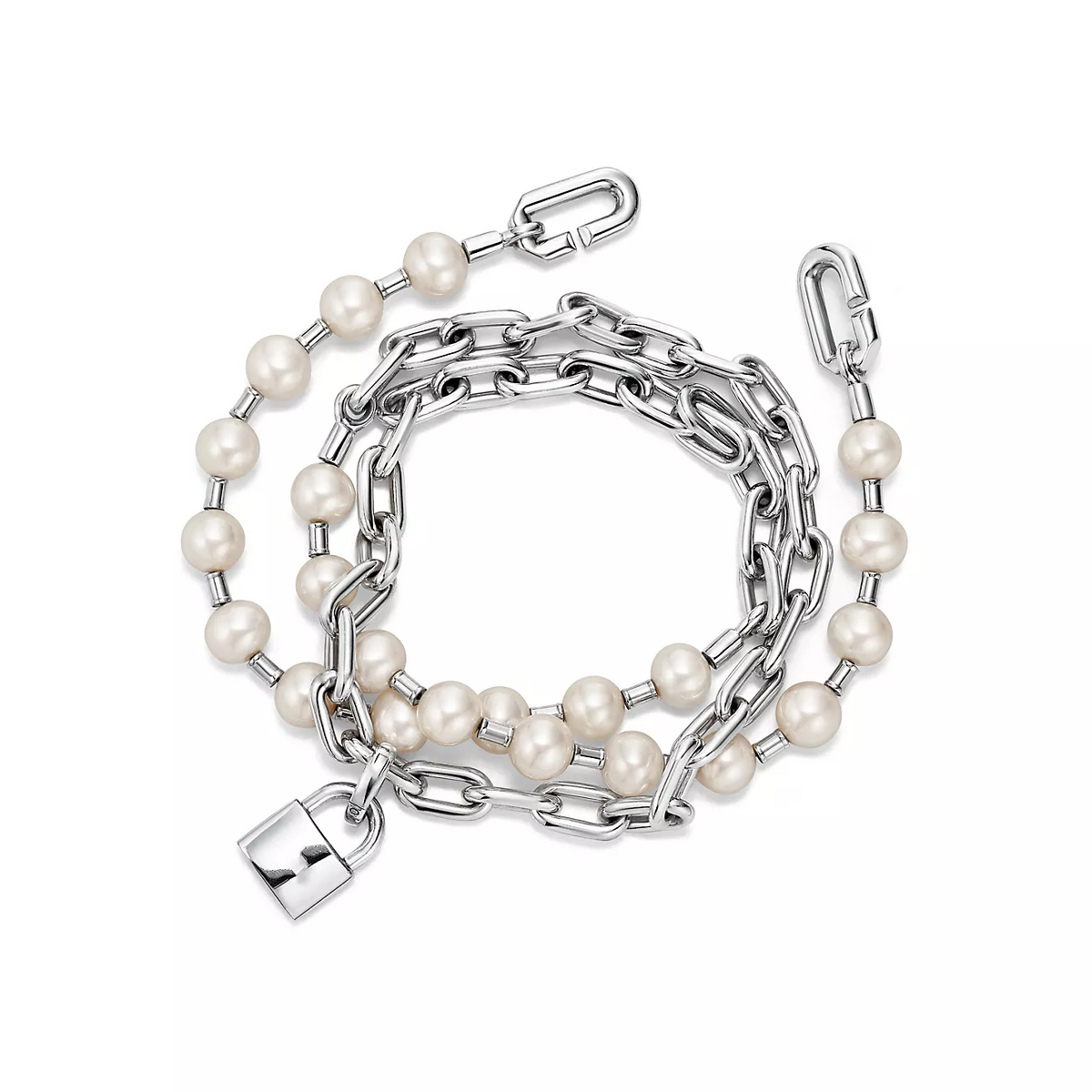 [Resenly Jewelry]PEARL LOCK SILVER BRACELET