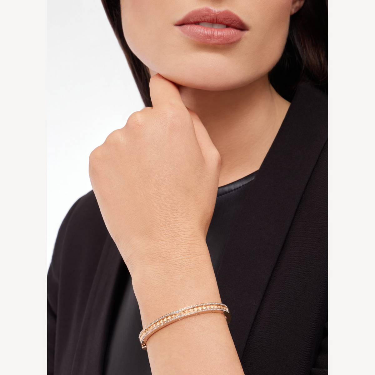 [Resenly Jewelry]ZERO 1 SPIRAL AND PAVED DIAMOND PINK GOLD BRACELET