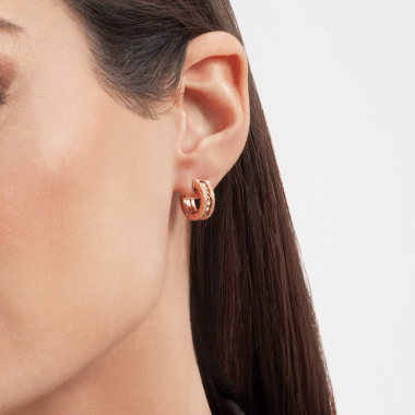 [Resenly Jewelry]ZERO 1 ROCK GOLD EARRINGS WITH STUDDED SPIRAL AND PAVED DIAMONDS