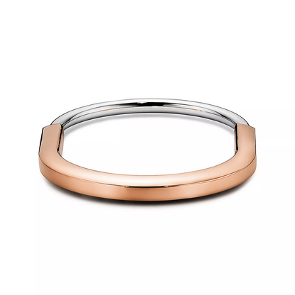 [Resenly Jewelry]LOCK BRACELET ROSE AND WHITE GOLD