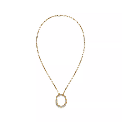 [Resenly Jewelry]LOCK NECKLACE MEDIUM PENDANT GOLD PAVED DIAMONDS