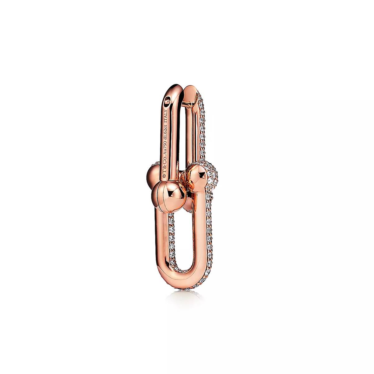 [Resenly Jewelry]LARGE LINK EARRINGS PINK GOLD WITH PAVED DIAMONDS