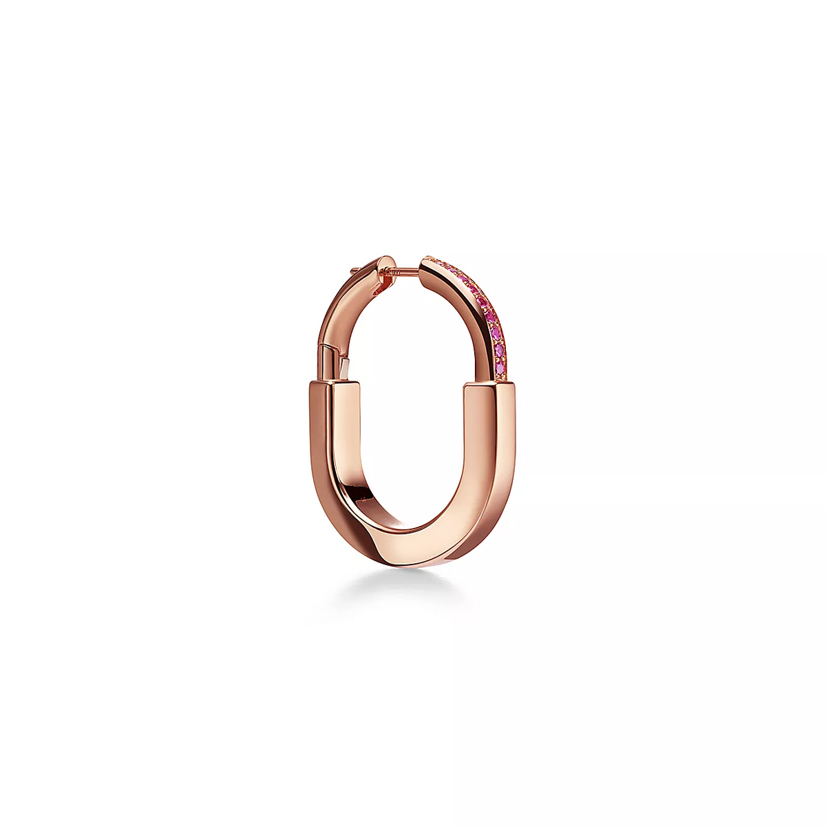 [Resenly Jewelry]LOCK MEDIUM PINK DIAMOND PINK GOLD EARRINGS