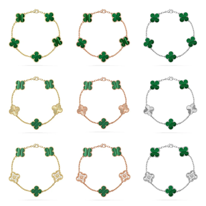 [Resenly Jewelry] CLOVER 5 MOTIF MALACHITE BRACELET COLLECTION