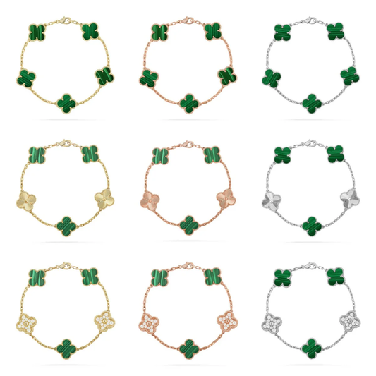 [Resenly Jewelry] CLOVER 5 MOTIF MALACHITE BRACELET COLLECTION