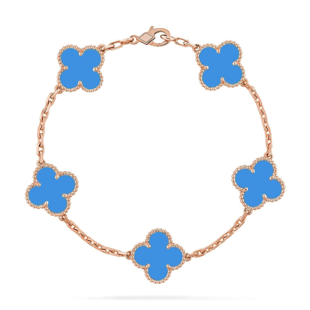 [Resenly Jewelry] CLOVER 5 MOTIF BLUE AGATE BRACELET COLLECTION