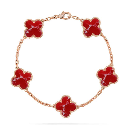 [Resenly Jewelry]CLOVER 5 MOTIF RED PATTERN BRACELET COLLECTION
