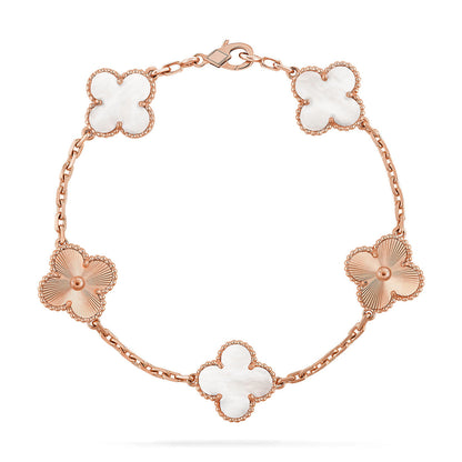 [Resenly Jewelry]CLOVER WHITE PEARL MOP 5 MOTIF BRACELET COLLECTION