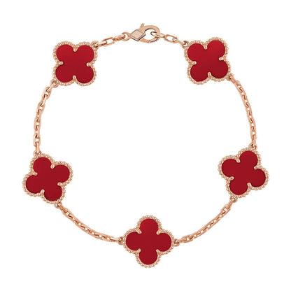 [Resenly Jewelry] CLOVER 5 MOTIF RED CORNELIAN BRACELET COLLECTION