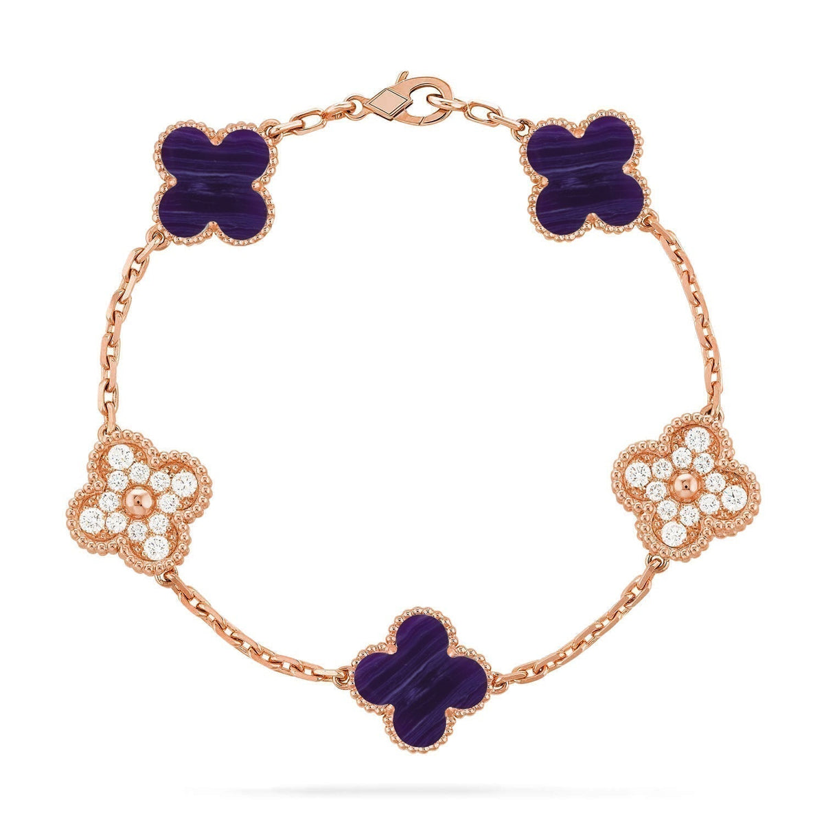 [Resenly Jewelry]CLOVER 5 MOTIF PURPLE STRIPES BRACELET COLLECTION