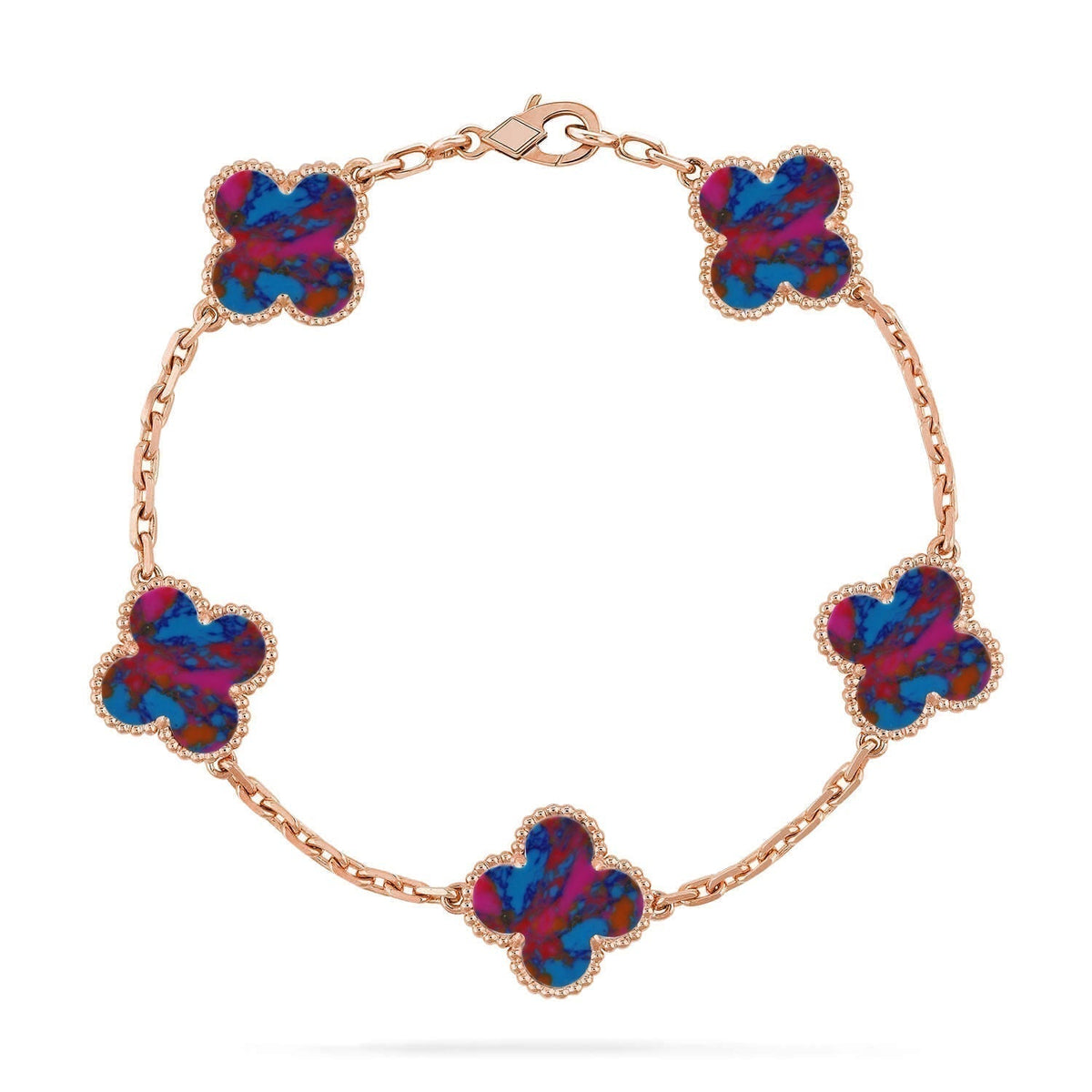[Resenly Jewelry]CLOVER 5 MOTIF COLOR GEMSTONES BRACELET COLLECTION