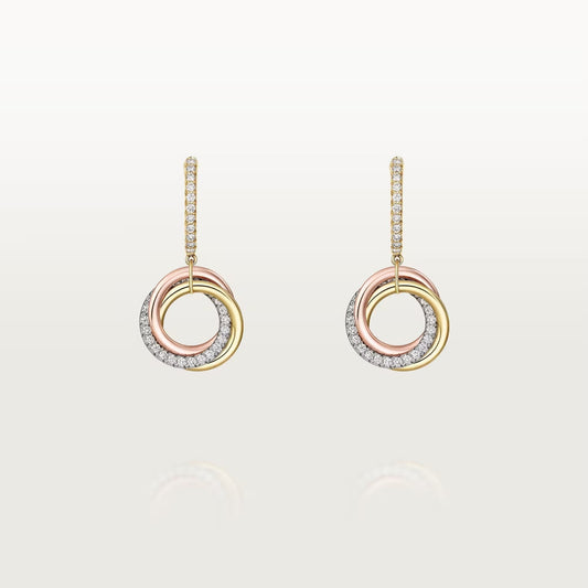 [Resenly Jewelry]TRINITY HALF DIAMOND  EARRINGS