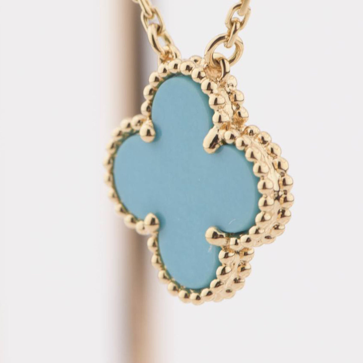 [Resenly Jewelry]CLOVER 15MM VINTAGE TURQUOISE NECKLACE