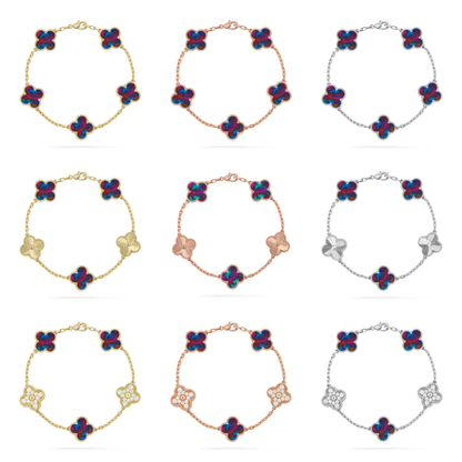 [Resenly Jewelry]CLOVER 5 MOTIF COLOR GEMSTONES BRACELET COLLECTION