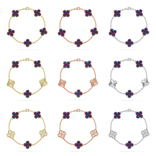 [Resenly Jewelry]CLOVER 5 MOTIF COLOR GEMSTONES BRACELET COLLECTION