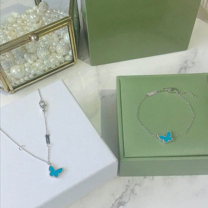 [Resenly Jewelry]BUTTERFLY TURQUOISE BUTTERFLY BRACELET SILVER