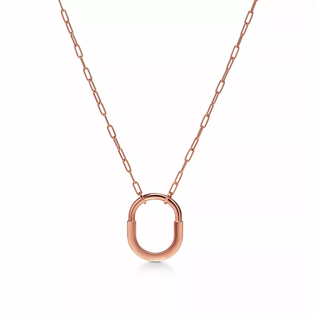 [Resenly Jewelry]LOCK MEDIUM PENDANT PINK DIAMOND PINK GOLD NECKLACE