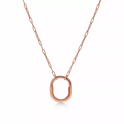 [Resenly Jewelry]LOCK MEDIUM PENDANT PINK DIAMOND PINK GOLD NECKLACE
