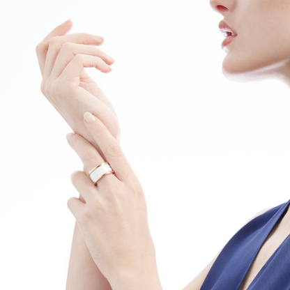 [Resenly Jewelry]ZERO 1 FOUR-BAND LOOPS AND WHITE CERAMIC SPIRAL PINK GOLD RING