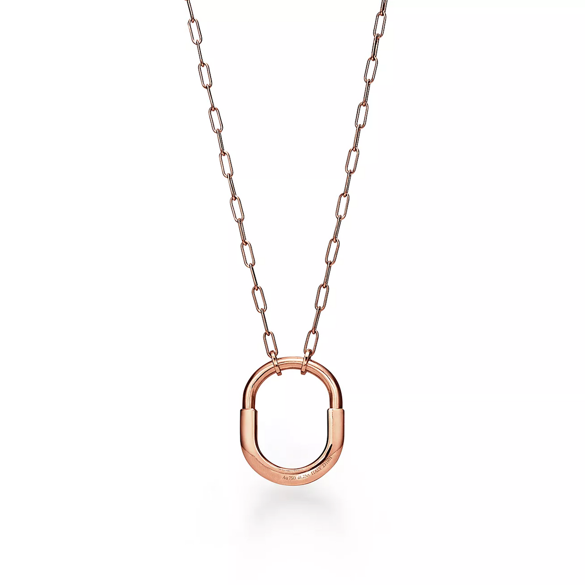 [Resenly Jewelry]LOCK NECKLACE MEDIUM PENDANT PINK GOLD PAVED DIAMONDS