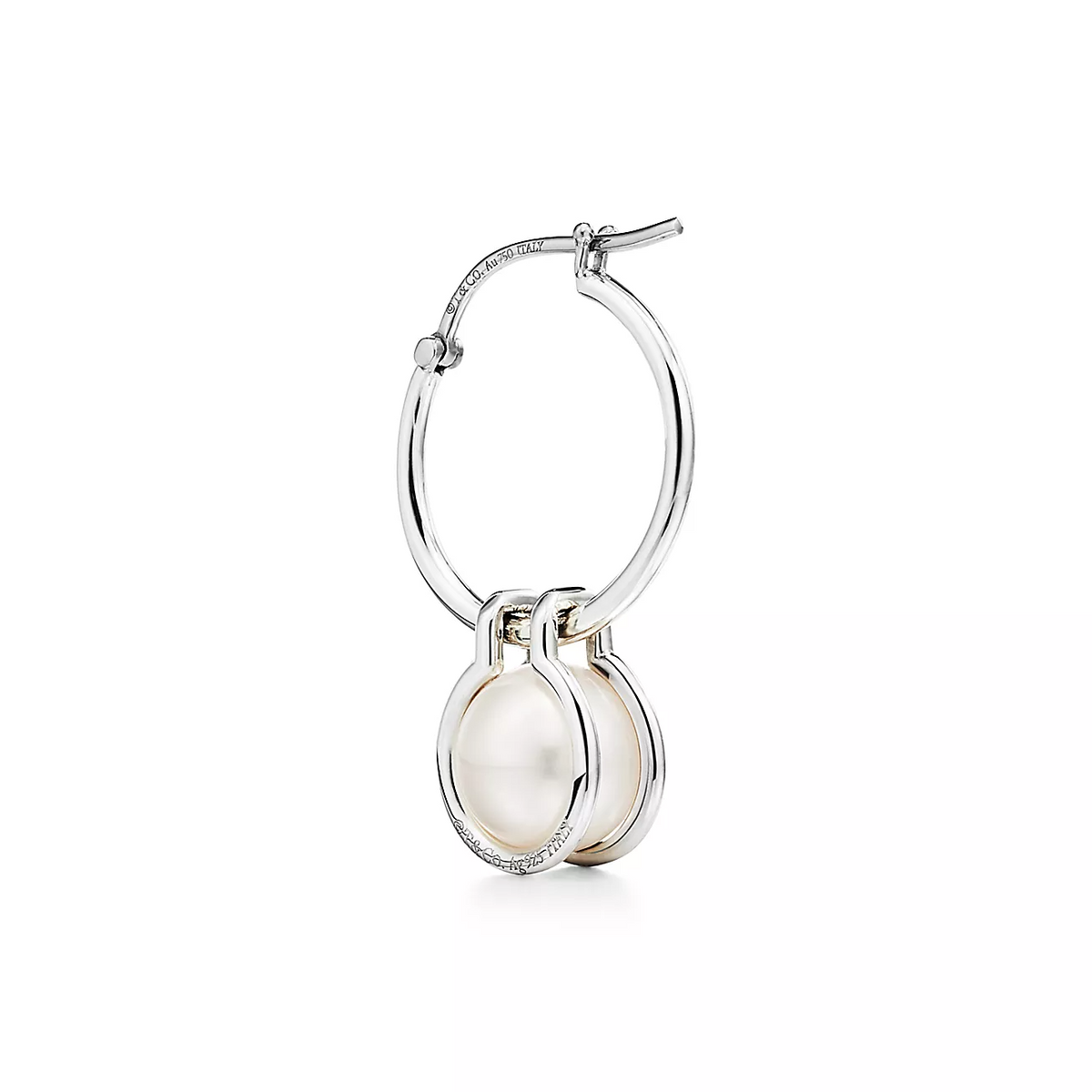 [Resenly Jewelry]PEARL HOOP SILVER EARRINGS