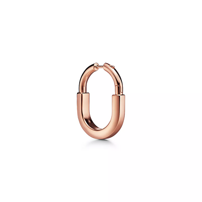 [Resenly Jewelry]LOCK MEDIUM PINK DIAMOND PINK GOLD EARRINGS