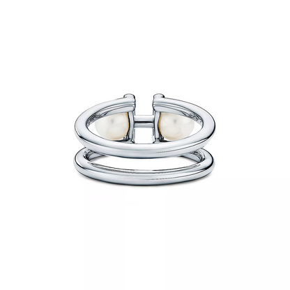 [Resenly Jewelry]DOUBLE PEARL SILVER RING