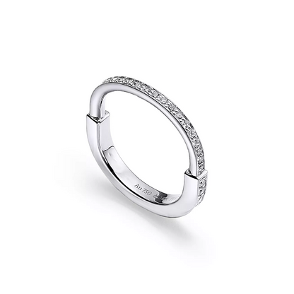 [Resenly Jewelry]LOCK RING SILVER DIAMOND PAVED