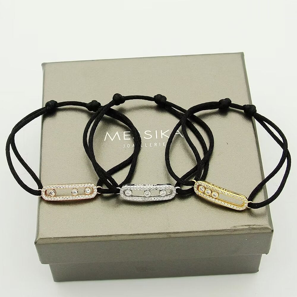 [Resenly Jewelry]Care(Medium-3.5mm) pink cord pavé bracelet
