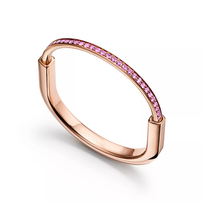 [Resenly Jewelry]LOCK BRACELET ROSE DIAMOND PINK GOLD
