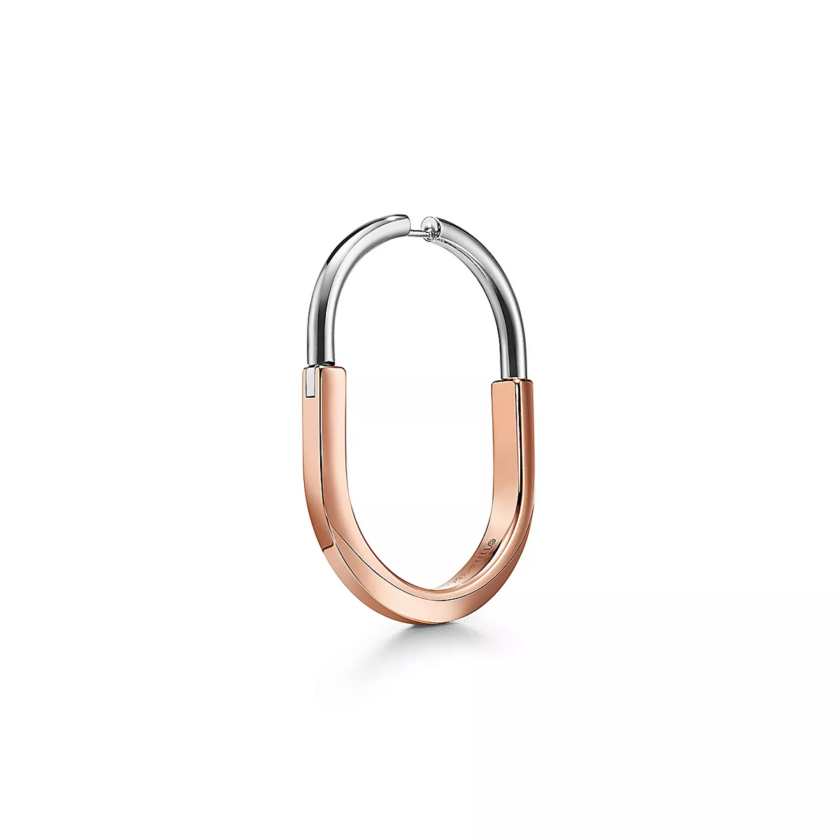 [Resenly Jewelry]LOCK EARRINGS ROSE AND WHITE GOLD DIAMONDS EXTRA LARGE