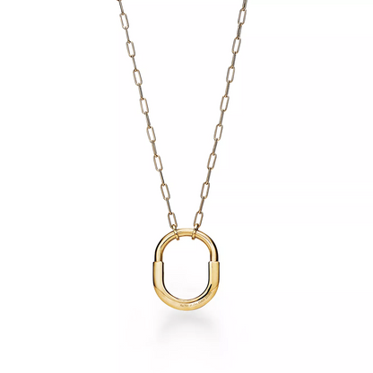 [Resenly Jewelry]LOCK NECKLACE MEDIUM PENDANT GOLD PAVED DIAMONDS