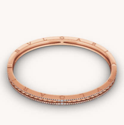 [Resenly Jewelry]ZERO 1 SPIRAL AND PAVED DIAMOND PINK GOLD BRACELET