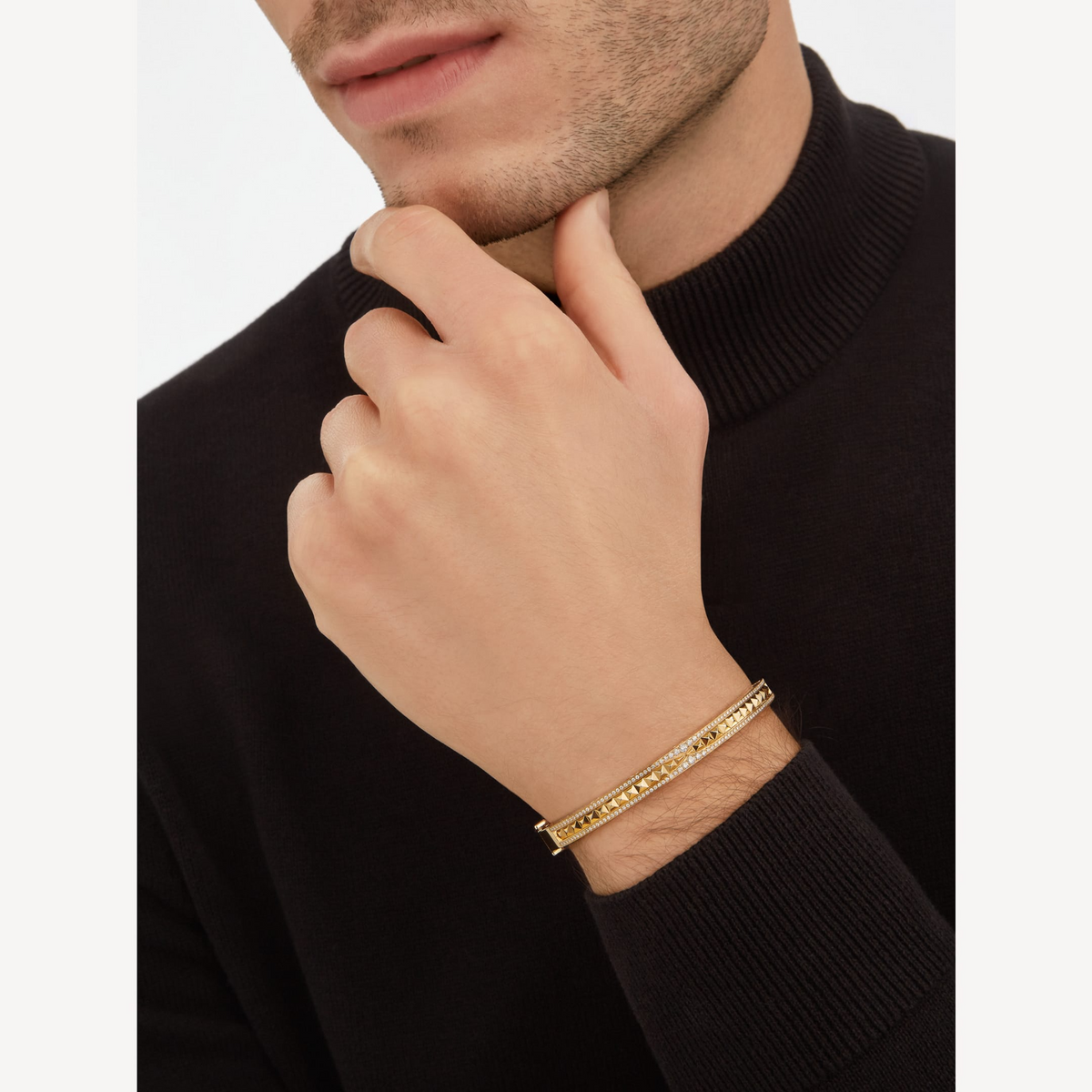 [Resenly Jewelry]ZERO 1 SPIRAL AND PAVED DIAMOND GOLD BRACELET