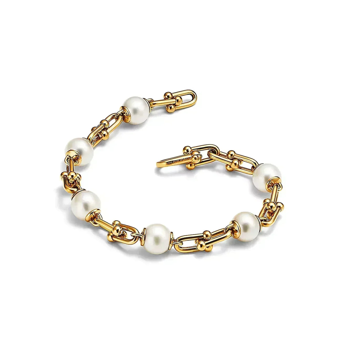 [Resenly Jewelry]LINK BRACELET GOLD WITH FRESHWATER PEARLS