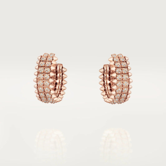 [Resenly Jewelry]CLASH 9.2MM FULL DIAMOND DOUBLE ROW EARRINGS