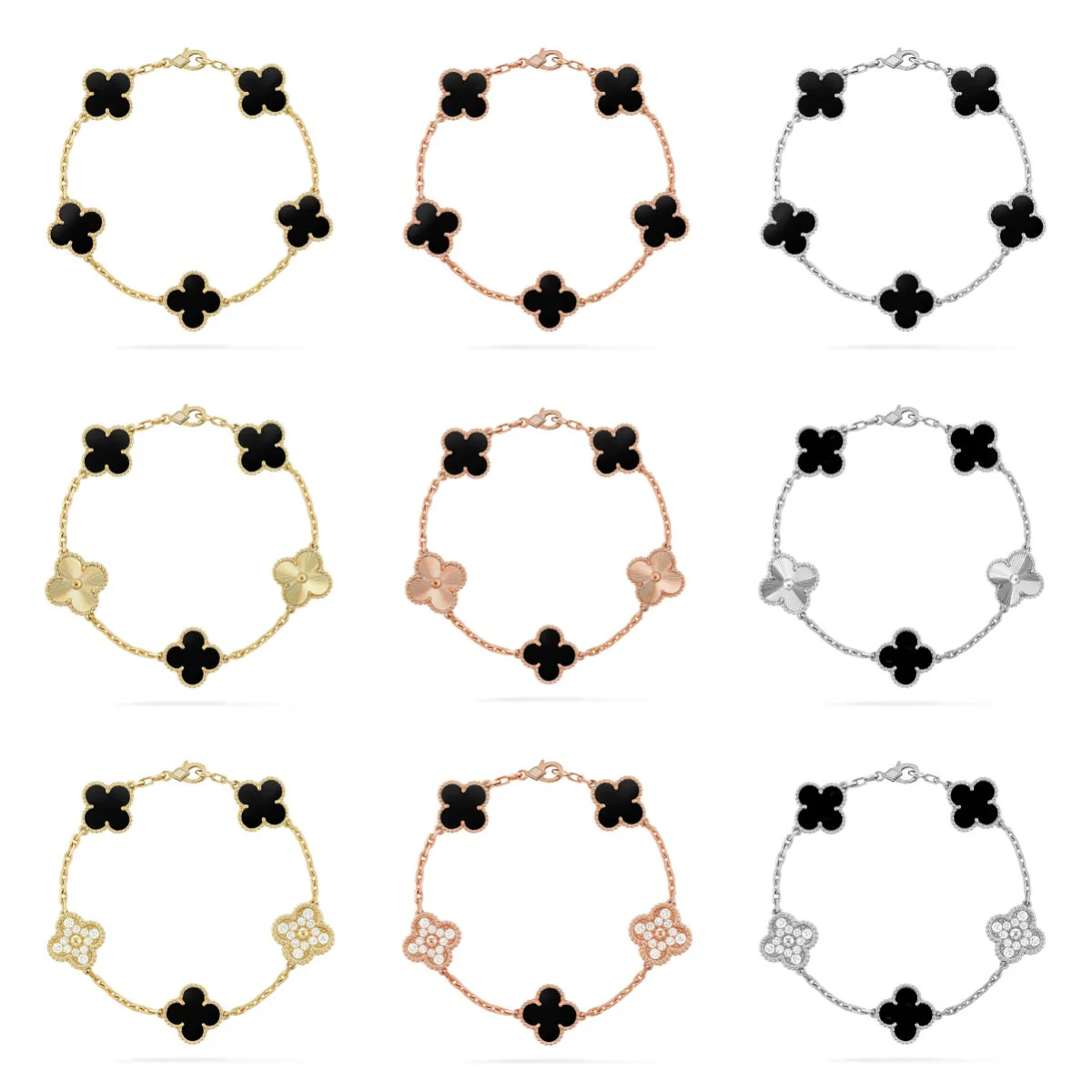 [Resenly Jewelry] CLOVER 5 MOTIF ONYXS BRACELET COLLECTION