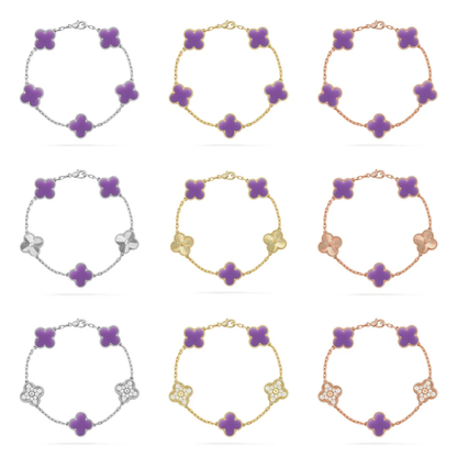 [Resenly Jewelry]CLOVER 5 MOTIF LIGHT PURPLE BRACELET COLLECTION