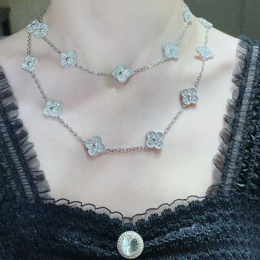 [Resenly Jewelry]CLOVER 20 MOTIFS FULL-DIAMOND NECKLACE