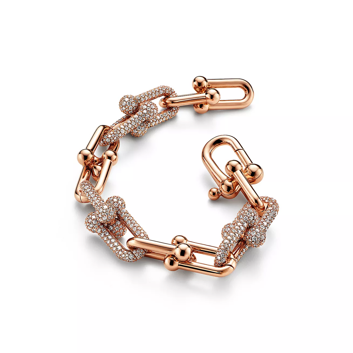 [Resenly Jewelry]HARDWEAR LARGE LINK PINK GOLD PAVED DIAMOND BRACELET