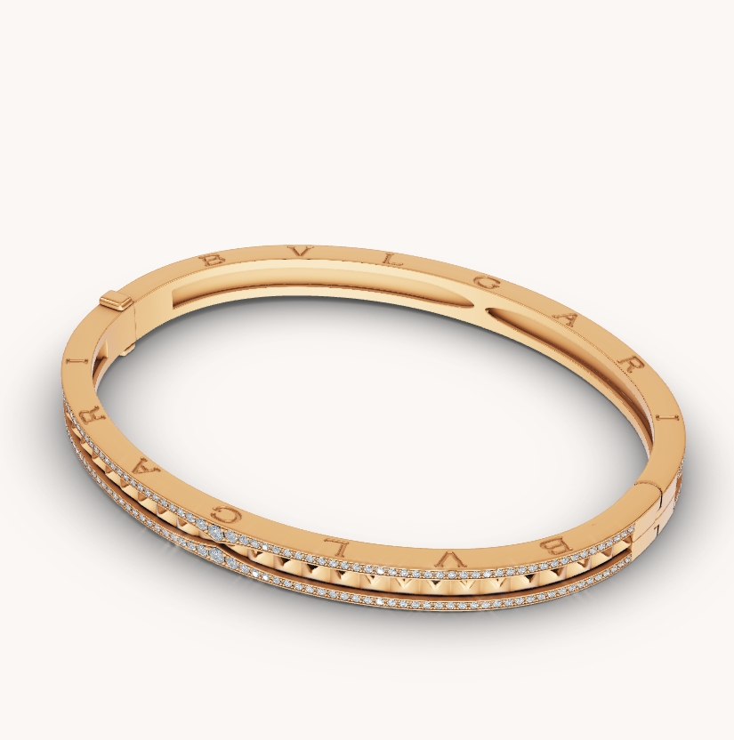 [Resenly Jewelry]ZERO 1 SPIRAL AND PAVED DIAMOND GOLD BRACELET