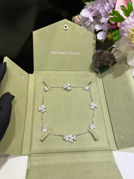 [Resenly Jewelry]CLOVER 10 MOTIFS  FULL DIAMOND NECKLACE