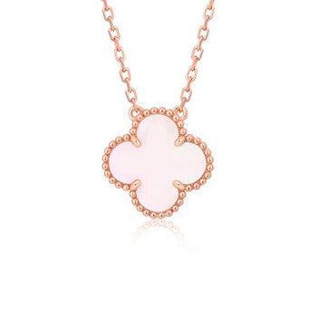 [Resenly Jewelry]CLOVER 15MM PINK MOTHER-OF-PEARL SINGLE FLOWER NECKLACE