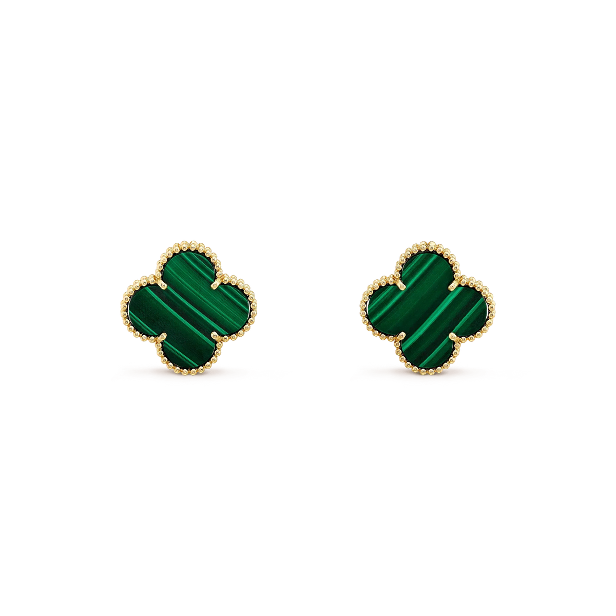 [Resenly Jewelry]CLOVER MINI 9.5MM MALACHITE  EARRINGS