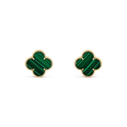 [Resenly Jewelry]CLOVER MINI 9.5MM MALACHITE  EARRINGS