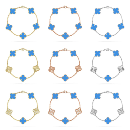 [Resenly Jewelry] CLOVER 5 MOTIF BLUE AGATE BRACELET COLLECTION